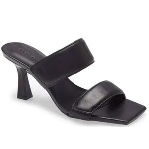 Open Edit Sandals Size 7.5 Qarly Heeled Black Open Square Toe Slip On Heels